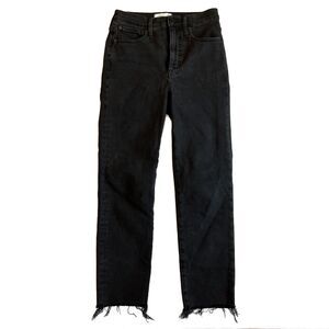 Madewell The Perfect Vintage Jean Women's Size 26 Washed Black Frayed Hem Denim
